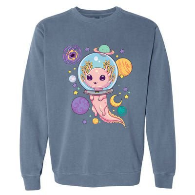 Space Axolotl Kawaii Pastel Goth Anime Aesthetic Nu Goth Garment-Dyed Sweatshirt