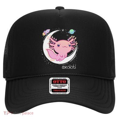 Space Axolotl Kawaii Pastel Goth Japan Anime Comic High Crown Mesh Back Trucker Hat