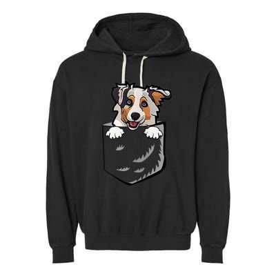 S Adorable Little Australian Shepherd Dog In The Pocket Vneck Garment-Dyed Fleece Hoodie