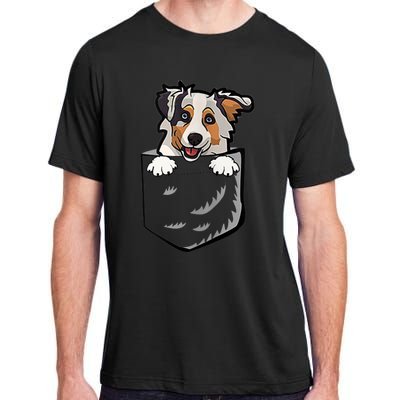 S Adorable Little Australian Shepherd Dog In The Pocket Vneck Adult ChromaSoft Performance T-Shirt