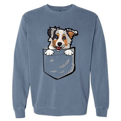 S Adorable Little Australian Shepherd Dog In The Pocket Vneck Garment-Dyed Sweatshirt