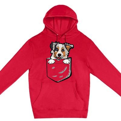 S Adorable Little Australian Shepherd Dog In The Pocket Vneck Premium Pullover Hoodie