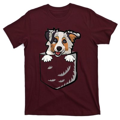 S Adorable Little Australian Shepherd Dog In The Pocket Vneck T-Shirt