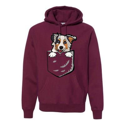 S Adorable Little Australian Shepherd Dog In The Pocket Vneck Premium Hoodie