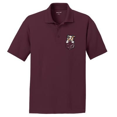 S Adorable Little Australian Shepherd Dog In The Pocket Vneck PosiCharge RacerMesh Polo