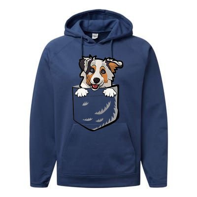 S Adorable Little Australian Shepherd Dog In The Pocket Vneck Performance Fleece Hoodie