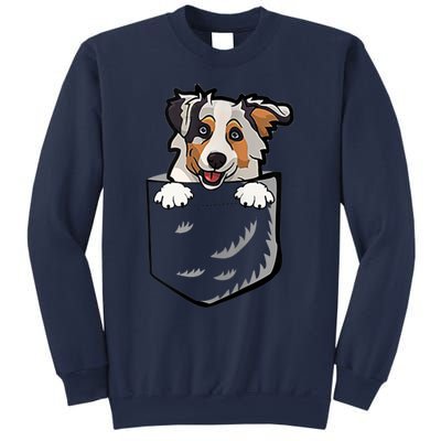 S Adorable Little Australian Shepherd Dog In The Pocket Vneck Sweatshirt