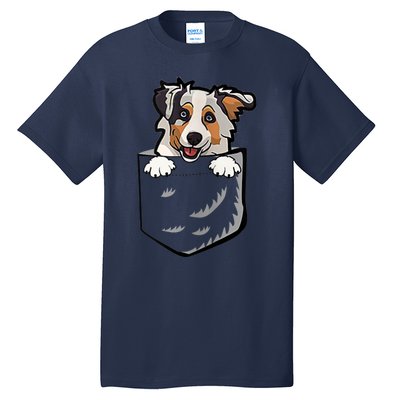 S Adorable Little Australian Shepherd Dog In The Pocket Vneck Tall T-Shirt