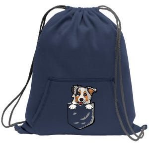 S Adorable Little Australian Shepherd Dog In The Pocket Vneck Sweatshirt Cinch Pack Bag