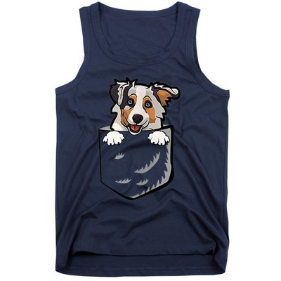 S Adorable Little Australian Shepherd Dog In The Pocket Vneck Tank Top