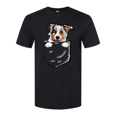 S Adorable Little Australian Shepherd Dog In The Pocket Vneck Softstyle CVC T-Shirt