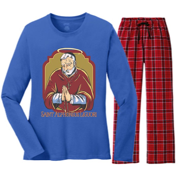 St Alphonsus Liguori Catholic Patron Saint Of Lawyers Funny Gift Women's Long Sleeve Flannel Pajama Set 