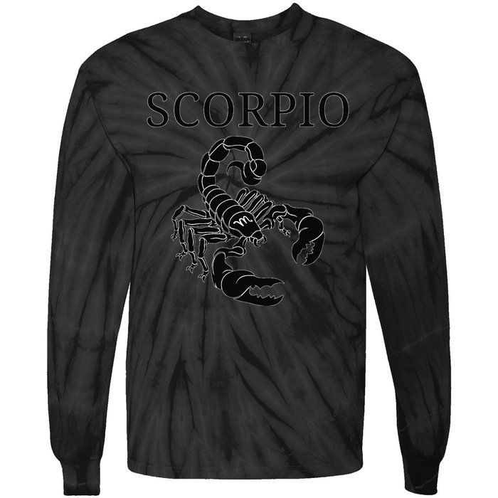 Scorpio Astrology Large Scorpion Zodiac Sign & Scorpio Name Tie-Dye Long Sleeve Shirt