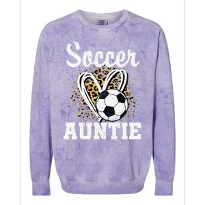 Soccer Auntie Leopard Heart Colorblast Crewneck Sweatshirt