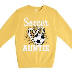 Soccer Auntie Leopard Heart Premium Crewneck Sweatshirt