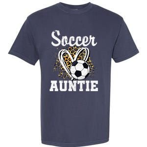 Soccer Auntie Leopard Heart Garment-Dyed Heavyweight T-Shirt