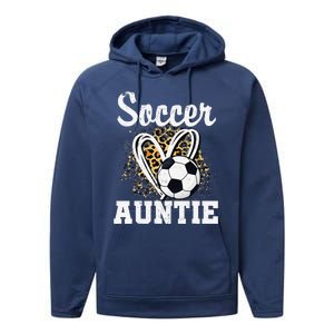 Soccer Auntie Leopard Heart Performance Fleece Hoodie