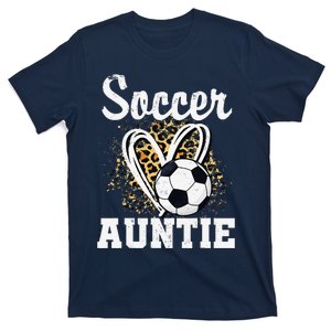 Soccer Auntie Leopard Heart T-Shirt