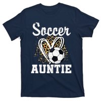 Soccer Auntie Leopard Heart T-Shirt