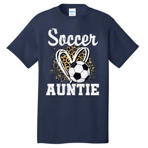 Soccer Auntie Leopard Heart Tall T-Shirt