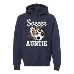 Soccer Auntie Leopard Heart Premium Hoodie