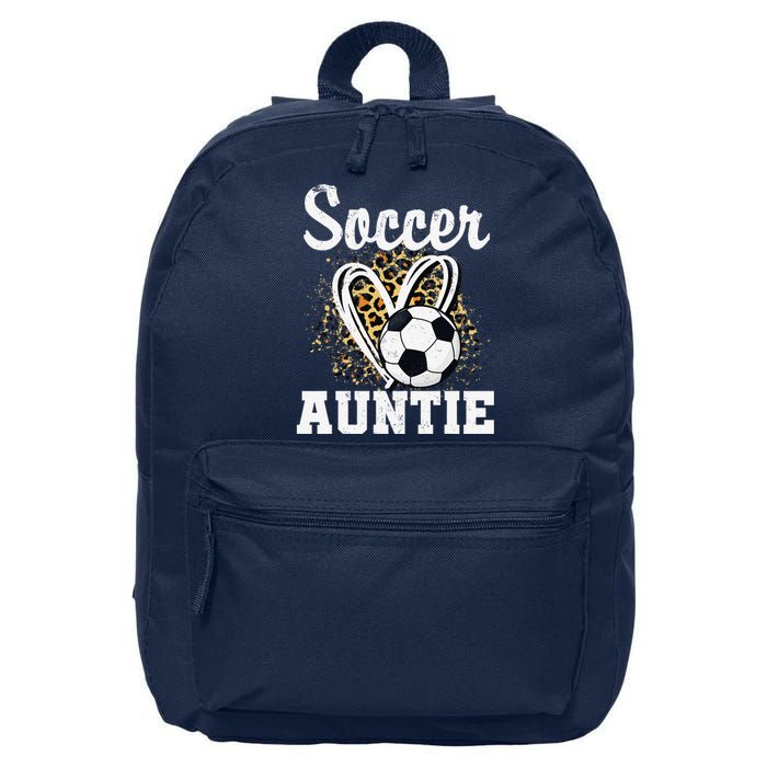 Soccer Auntie Leopard Heart 16 in Basic Backpack