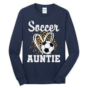 Soccer Auntie Leopard Heart Tall Long Sleeve T-Shirt