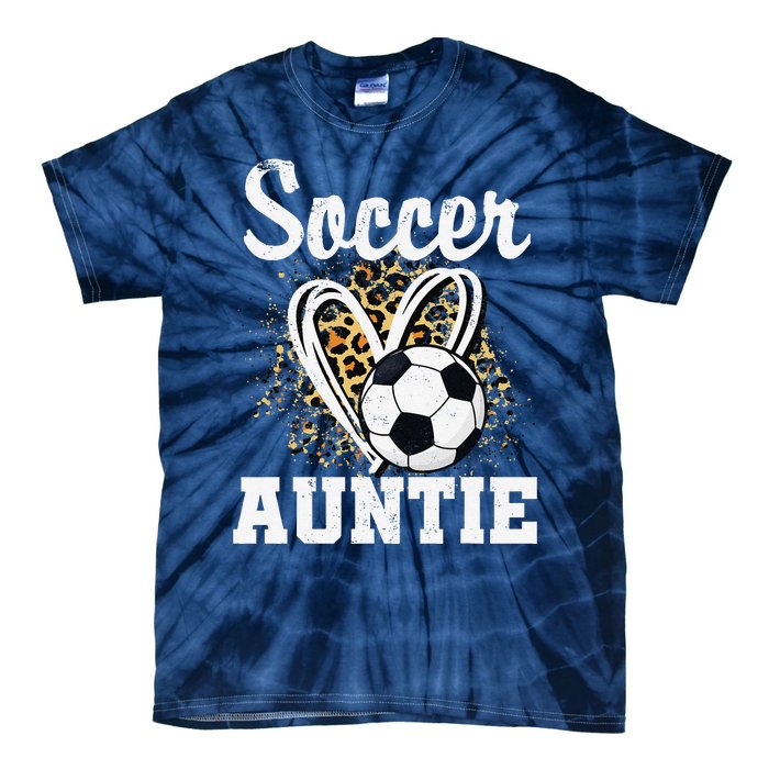 Soccer Auntie Leopard Heart Tie-Dye T-Shirt