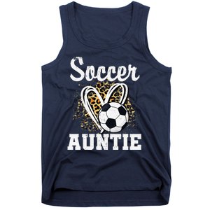 Soccer Auntie Leopard Heart Tank Top