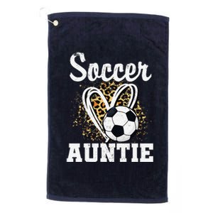 Soccer Auntie Leopard Heart Platinum Collection Golf Towel