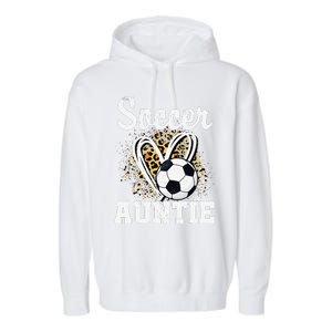 Soccer Auntie Leopard Heart Garment-Dyed Fleece Hoodie