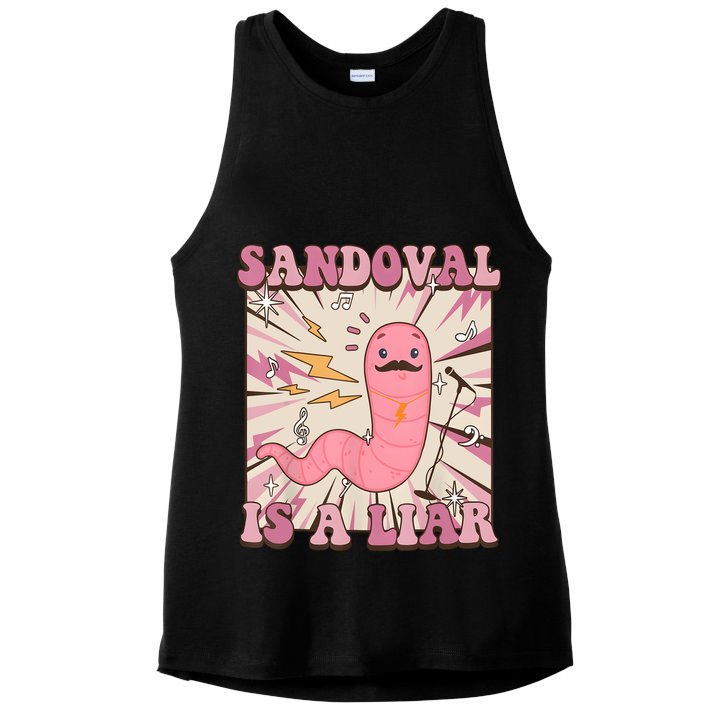 Sandovals A Liar Worm With A Mustache Ladies PosiCharge Tri-Blend Wicking Tank