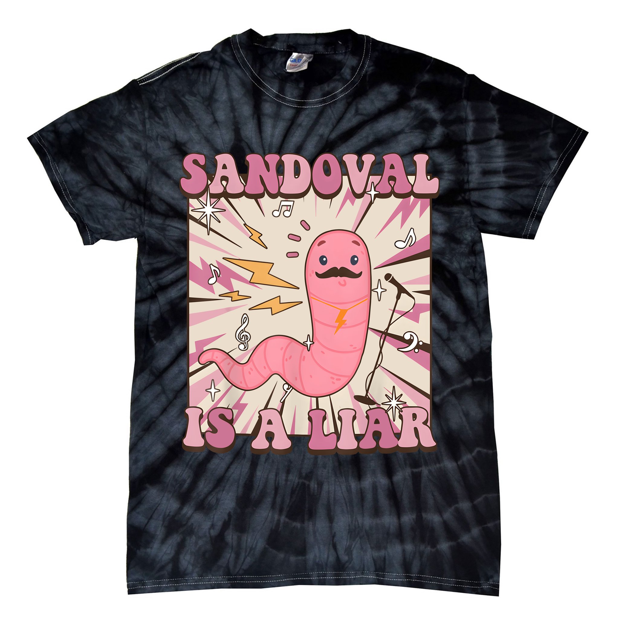Sandovals A Liar Worm With A Mustache Tie-Dye T-Shirt