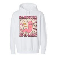 Sandovals A Liar Worm With A Mustache Garment-Dyed Fleece Hoodie
