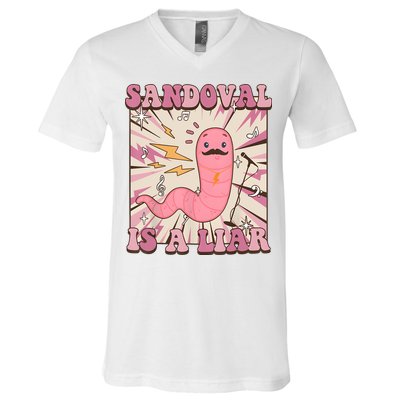 Sandovals A Liar Worm With A Mustache V-Neck T-Shirt