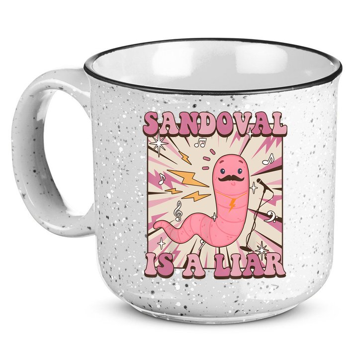 Sandovals A Liar Worm With A Mustache 15oz Campfire Ceramic Mug