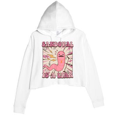 Sandovals A Liar Worm With A Mustache Crop Fleece Hoodie