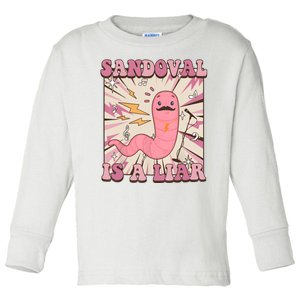 Sandovals A Liar Worm With A Mustache Toddler Long Sleeve Shirt