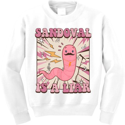 Sandovals A Liar Worm With A Mustache Kids Sweatshirt