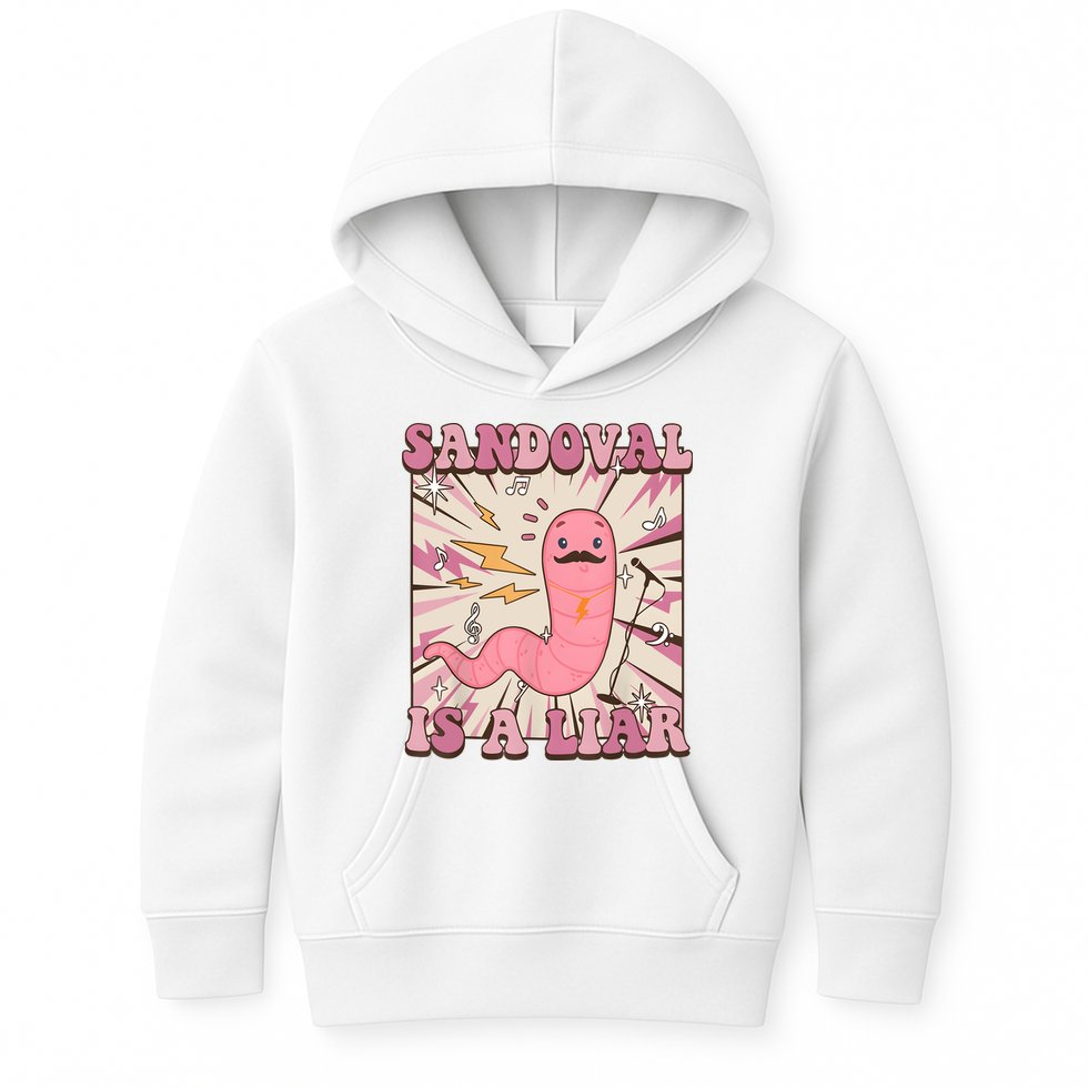 Sandovals A Liar Worm With A Mustache Kids Hoodie