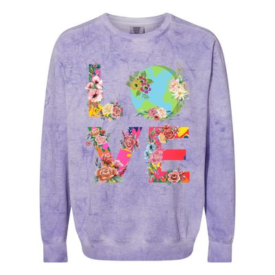 Save And Love The Planet Earth Day Gift Colorblast Crewneck Sweatshirt