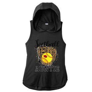 Softball Auntie Leopard Game Day Aunt Mother Ladies PosiCharge Tri-Blend Wicking Draft Hoodie Tank