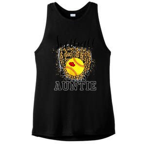 Softball Auntie Leopard Game Day Aunt Mother Ladies PosiCharge Tri-Blend Wicking Tank