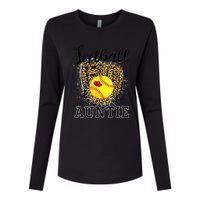 Softball Auntie Leopard Game Day Aunt Mother Womens Cotton Relaxed Long Sleeve T-Shirt