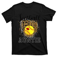 Softball Auntie Leopard Game Day Aunt Mother T-Shirt