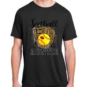 Softball Auntie Leopard Game Day Aunt Mother Adult ChromaSoft Performance T-Shirt