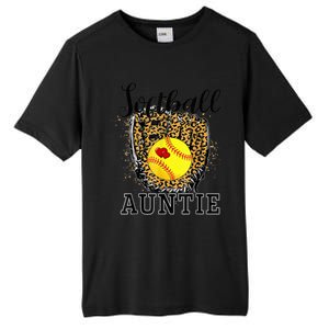 Softball Auntie Leopard Game Day Aunt Mother Tall Fusion ChromaSoft Performance T-Shirt