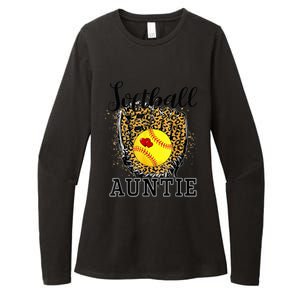 Softball Auntie Leopard Game Day Aunt Mother Womens CVC Long Sleeve Shirt