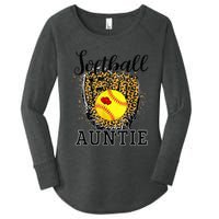 Softball Auntie Leopard Game Day Aunt Mother Women's Perfect Tri Tunic Long Sleeve Shirt