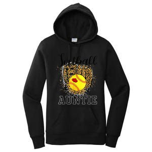 Softball Auntie Leopard Game Day Aunt Mother Women's Pullover Hoodie